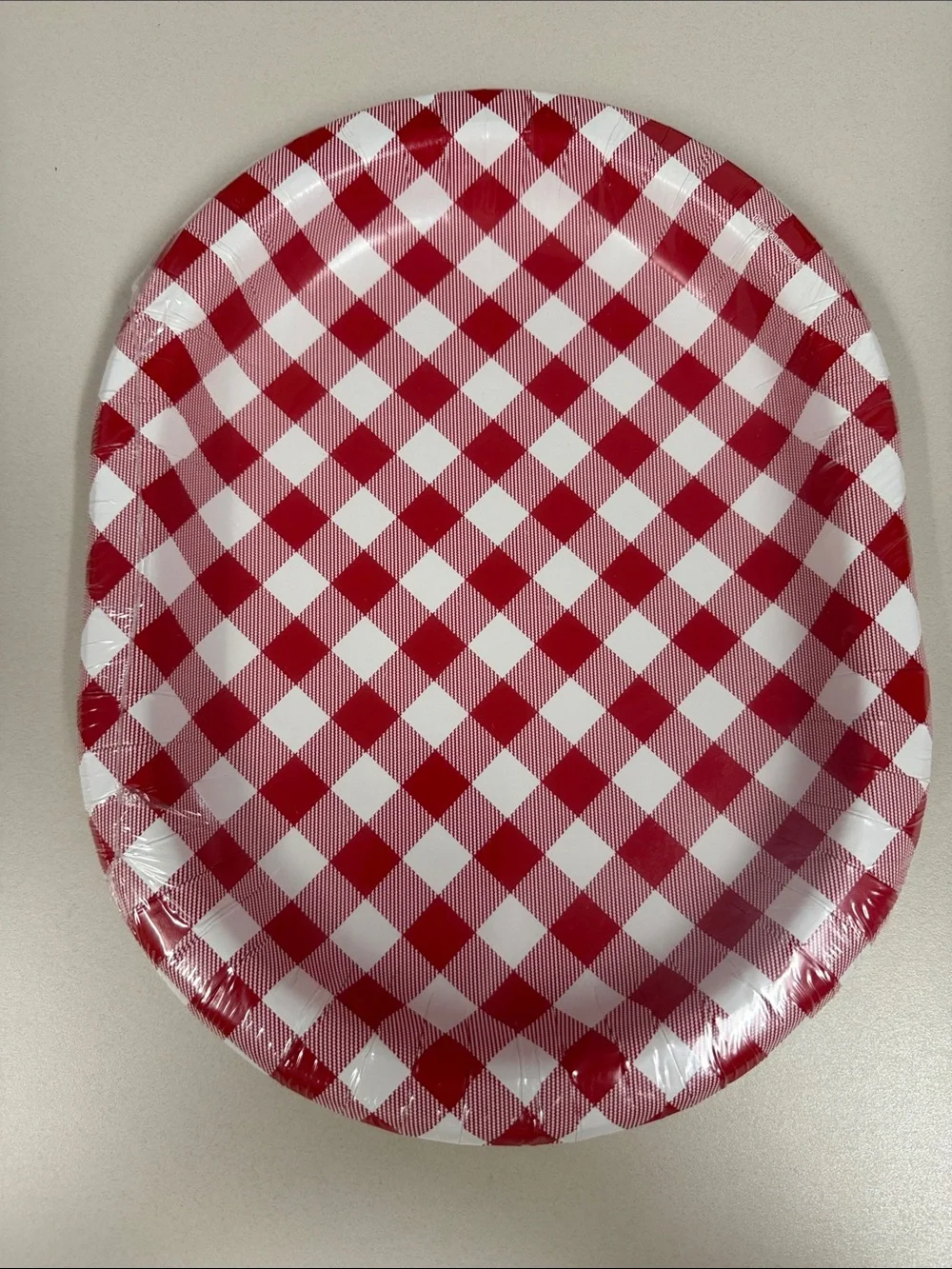 White Red Gold Retro Gingham Plaid Picnic Set Paper Plates Napkins Table Cover